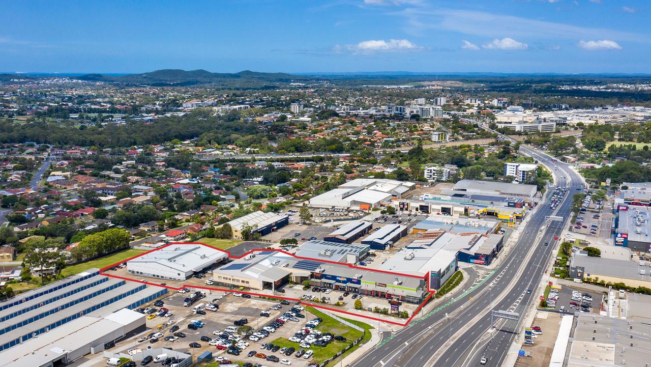 An aerial of a large format retail centre at 520 Kessels Road, Macgregor, which sold for $17.5m.