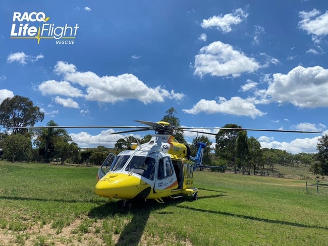 Helicopters got the call to the Allora property just before 9:30 am on Thursday (Photo: RACQ lifeflight)