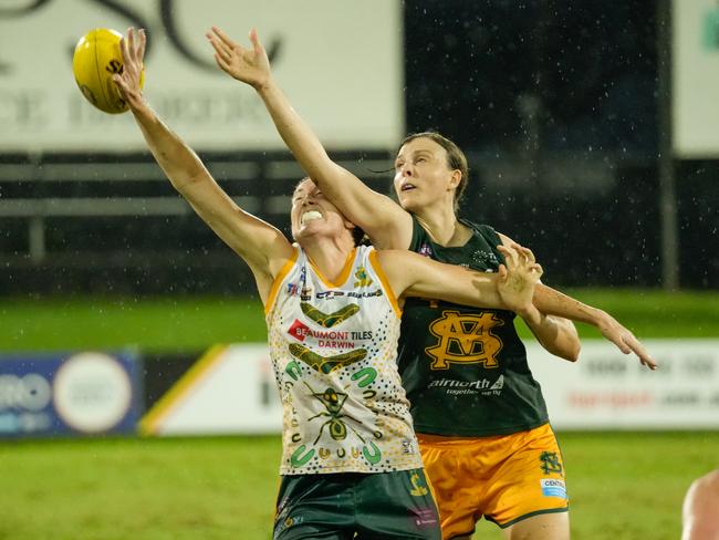 Nothing could separate PINT and St Mary's in Round 15 of the NTFL women's premier league. Picture: Tymunna Clements / AFLNT Media