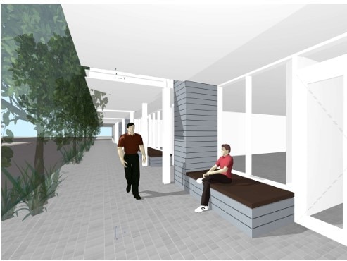 An artist's impression of the lobby in the proposed shop-top apartment block.