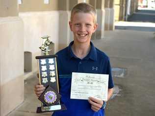 Finlay Manning wins the Molloy Family trophy for Light Verse U11yrs at the Rockhampton eisteddfod. Picture: Jann Houley