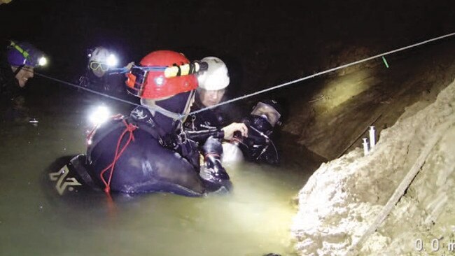 One of the Thai boys during his rescue. Picture: Richard Harris.