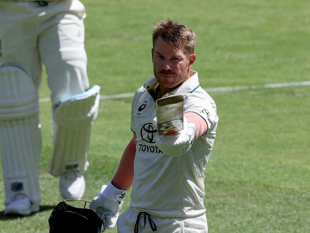 David Warner soaks up his century in Perth.