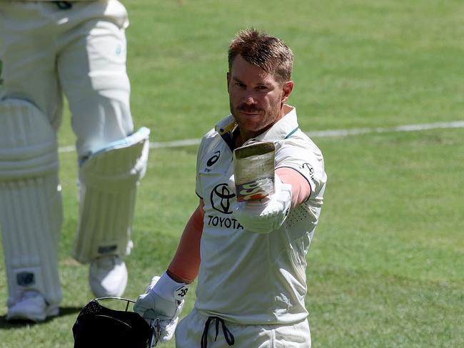 David Warner soaks up his century in Perth.