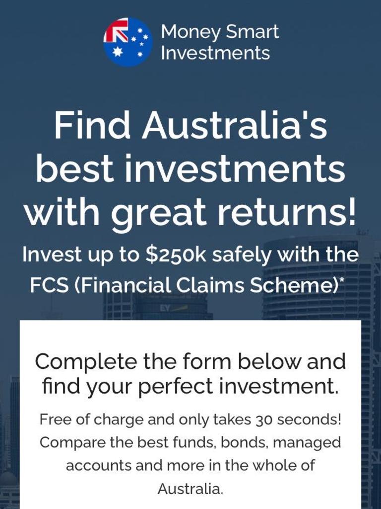 Ms O’Brien was contacted by scammers after using this fake comparative website. Picture: Supplied to news.com.au