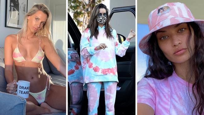 Multi-coloured! Laura Dundovic, Alessandra Ambrosio and Shanina Shaik in tie dye – one of the most popular styles in fashion right now. Picture: Instagram/Backgrid