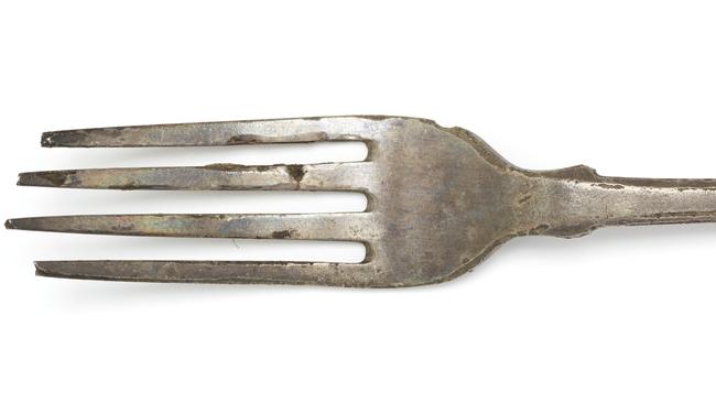 A silver fork found in the shipwreck of the Dunbar, sunk in 1857 off Sydney Heads.