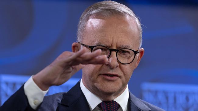 Prime Minister of Australia Anthony Albanese made his first address of the year to the National Press Club of Australia, in Canberra on February 22. Picture: NCA NewsWire / Gary Ramage