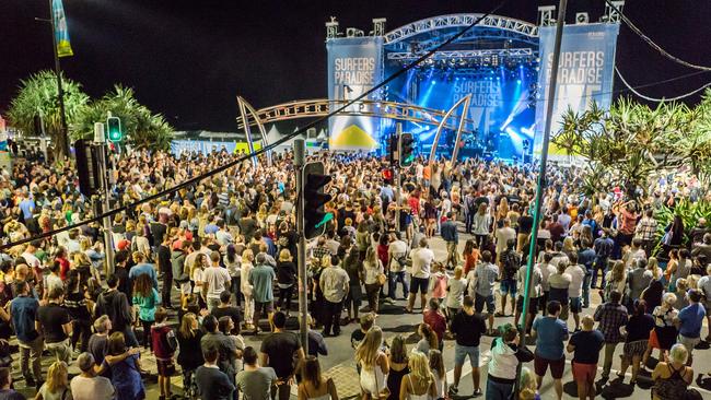 Crowds at the 2017 Surfers Paradise LIVE festival. Supplied.