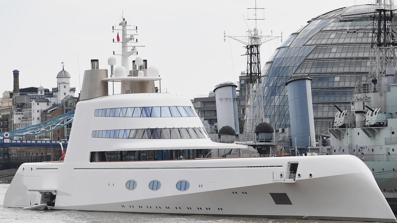Melnichenko's Motor Yacht A moored on the River Thames. Picture: Leon Neal/Getty Images