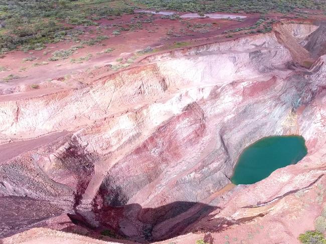 Aerial images taken by a drone of the copper and gold mine Orlando Mine near Tennant Creek.