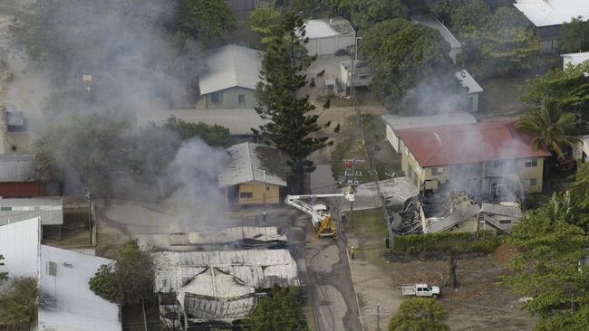 An aerial shot of the damage from the 2004 riot.