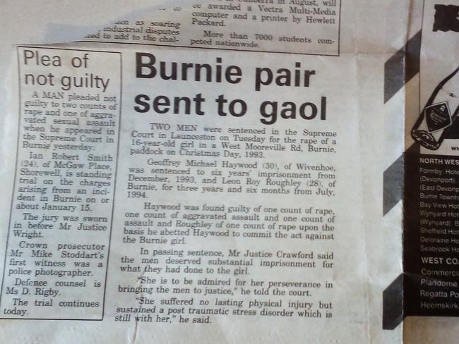 Clippings of the Burnie rape case. Picture: SUPPLIED