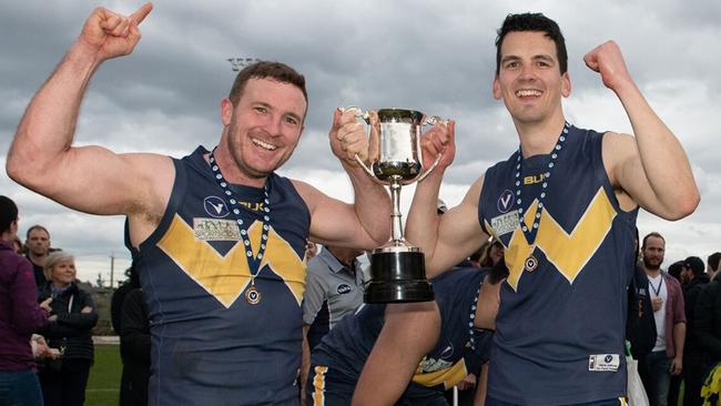 Whitefriars celebrate with the 2019 cup. Picture: VAFA Media