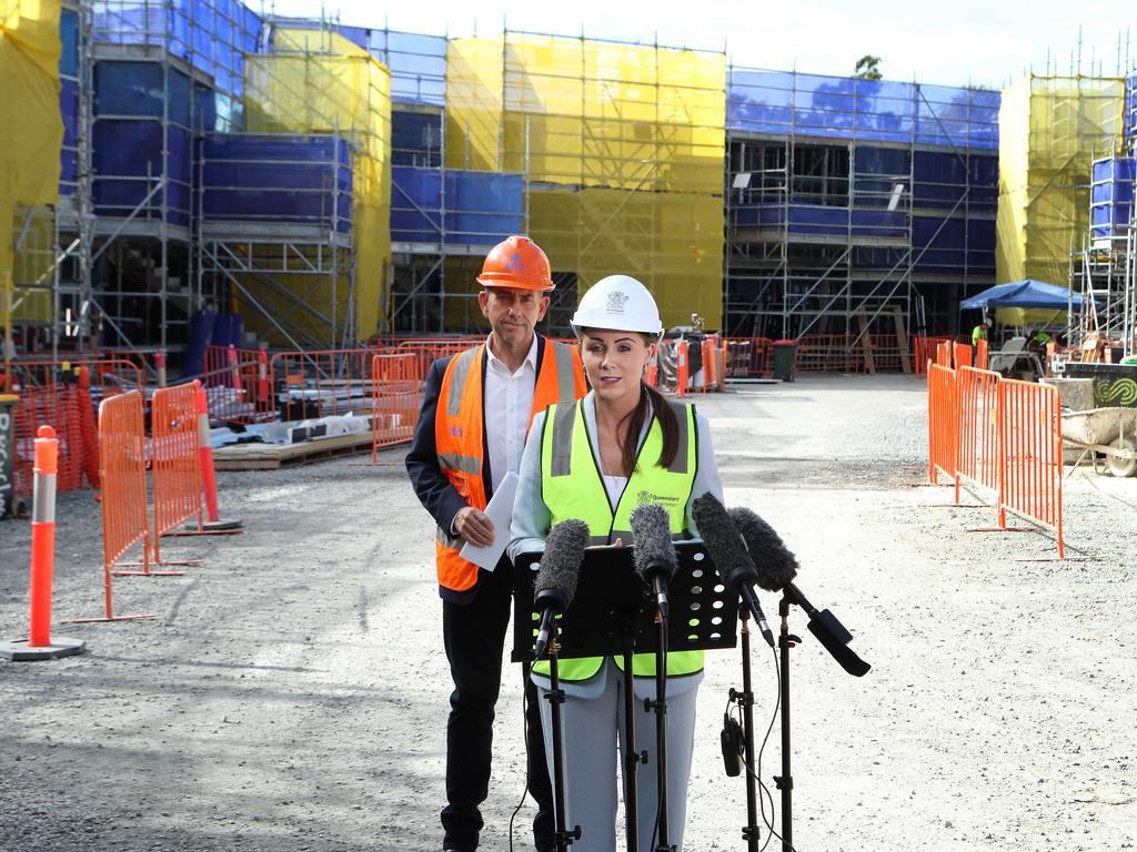 Housing Minister Meaghan Scanlon and Treasurer Cameron Dick announcing funding for emergency accommodation, Eight Mile Plains. Picture: Liam Kidston