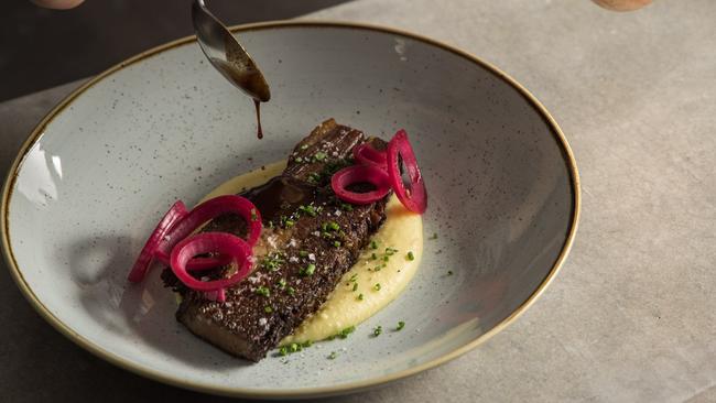 Beef brisket at Market &amp; Meander, Hotel Indigo. Picture Adam Bruzzone