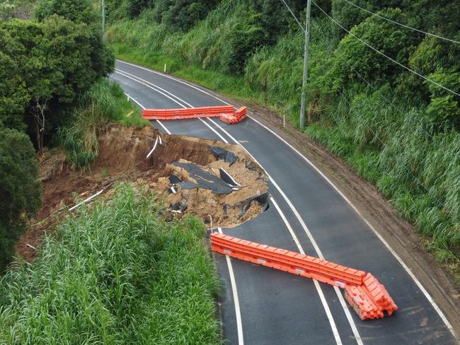 Scenic Drive landslip after the 2022 floods. Photo: Tweed Shire Council