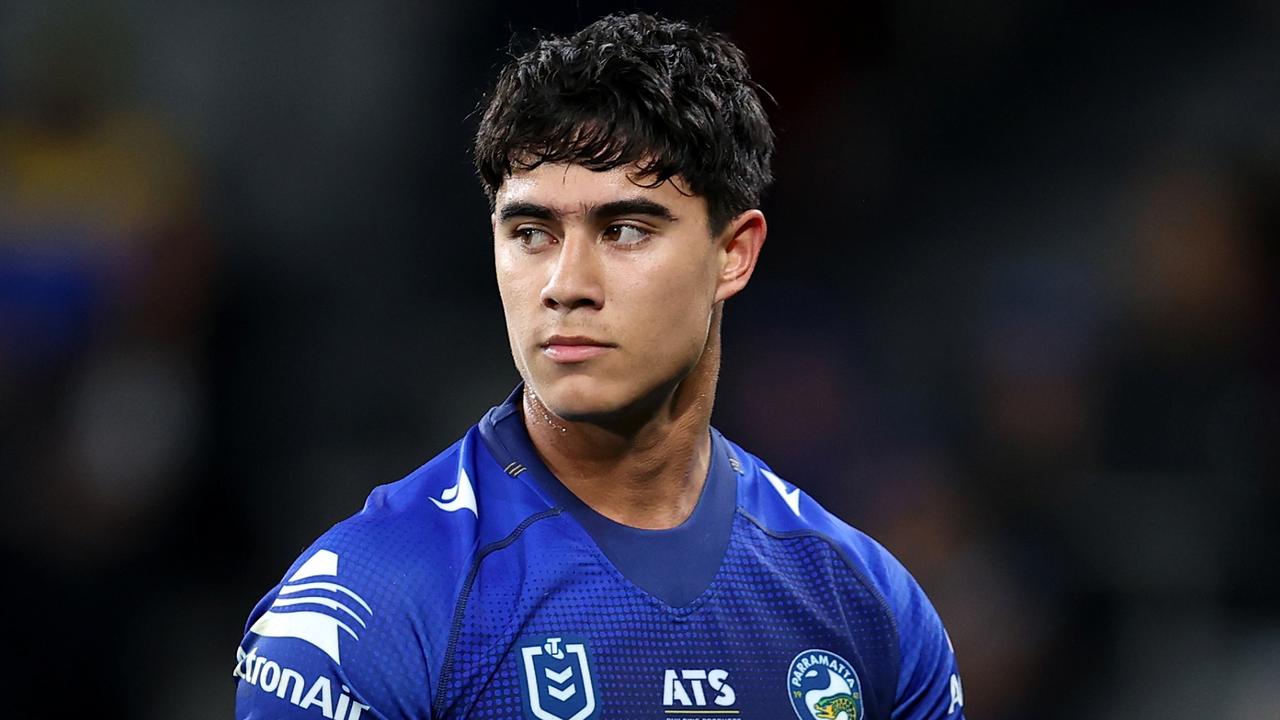 SYDNEY, AUSTRALIA - JULY 26: Blaize Talagi of the Eels looks on during the round 21 NRL match between Parramatta Eels and Melbourne Storm at CommBank Stadium, on July 26, 2024, in Sydney, Australia. (Photo by Brendon Thorne/Getty Images)