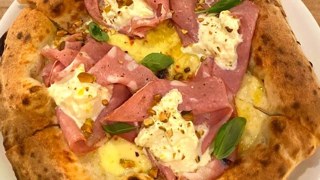 The mortadella pizza from Ramona Trattoria in Coorparoo.