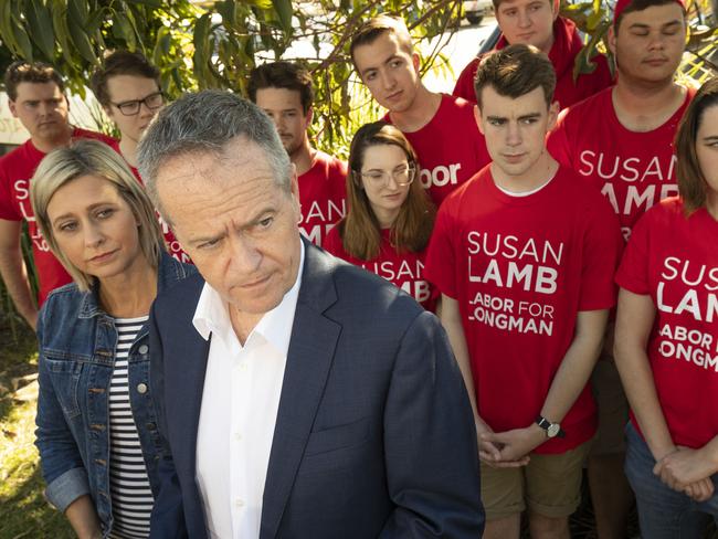 Opposition Leader Bill Shorten with newly elected member for Longman Susan Lamb in Narangba, north of Brisbane. Picture: Glenn Hunt