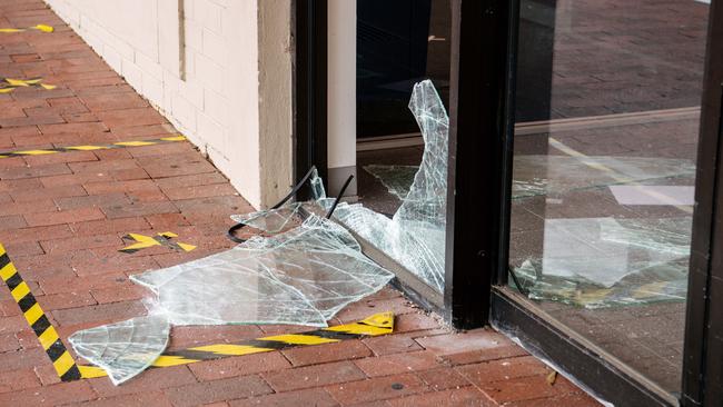 They allegedly used a trolley to smash the window. Picture: Morgan Sette