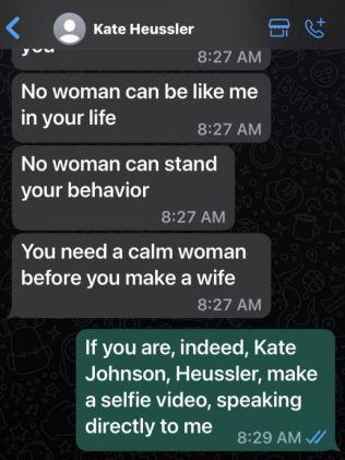 One of the conversations the man had with Kate's catfish. Picture: Supplied