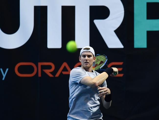 Harry Bourchier in action during last week's UTR Pro Tournament in Melbourne. Picture: ELIZABETH BAI / TENNIS AUSTRALIA