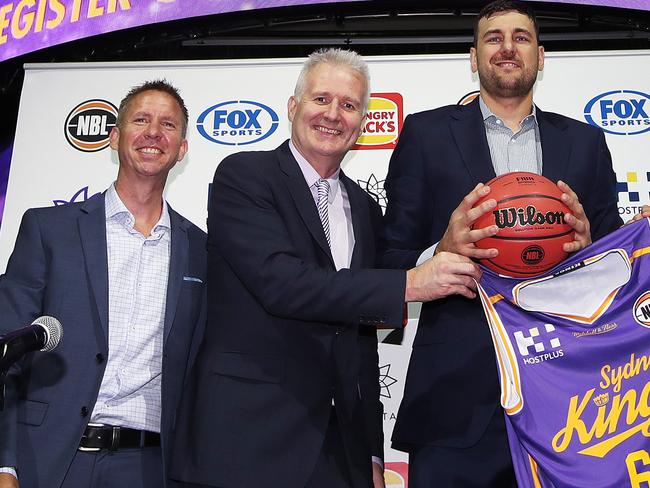 Andrew Bogut (right) with Jeff Van Groningen (left). Picture: Phil Hillyard