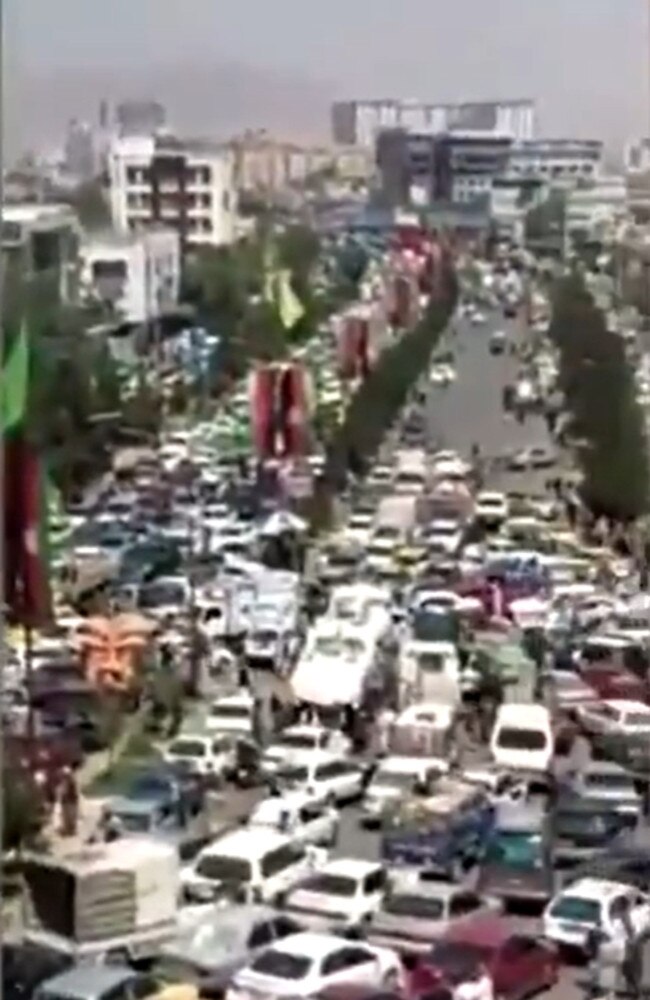 Traffic chaos as Afghani locals attempt to flee Kabul. Picture: Twitter