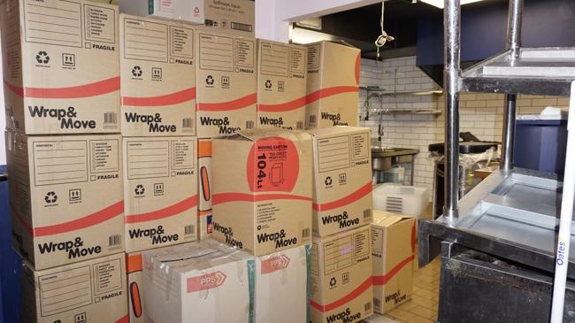 Packing boxes inside Restaurant Orana after it was closed permanently by Jock Zonfrillo. Picture: Supplied