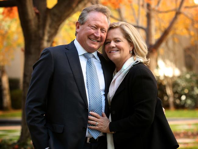 Andrew and Nicola Forrest at Parliament House in Canberra. Picture Kym Smith
