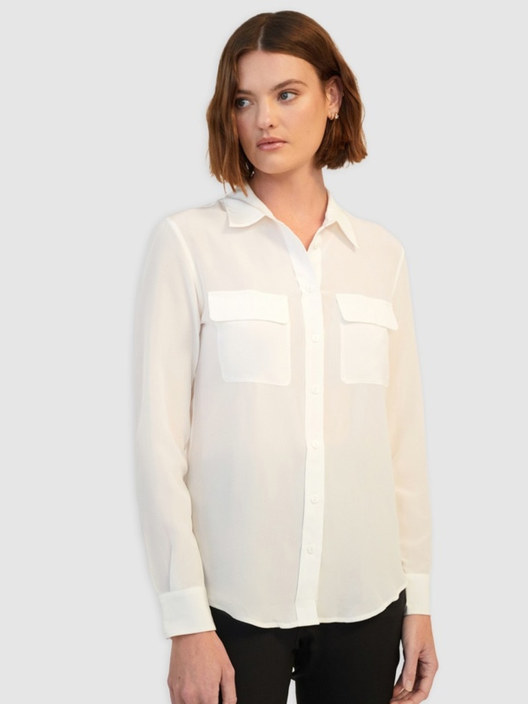 ladies cream silk shirt