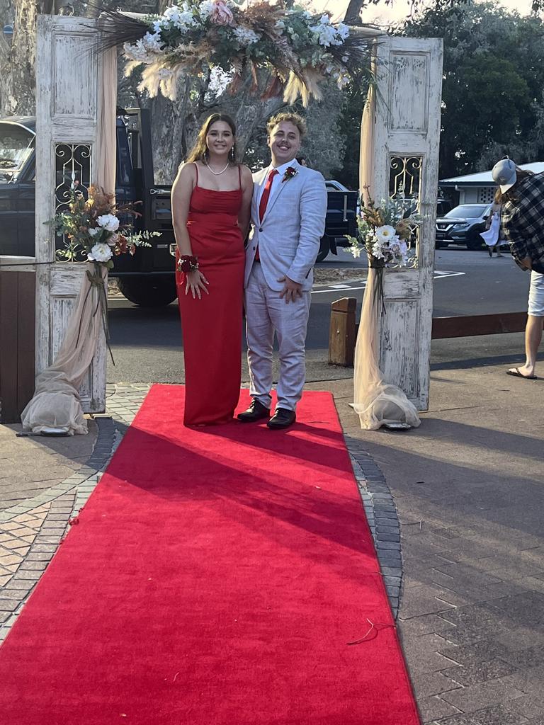 Kayden Milburn and Jasmine Fletcher arrive at Hervey Bay State High School's formal.