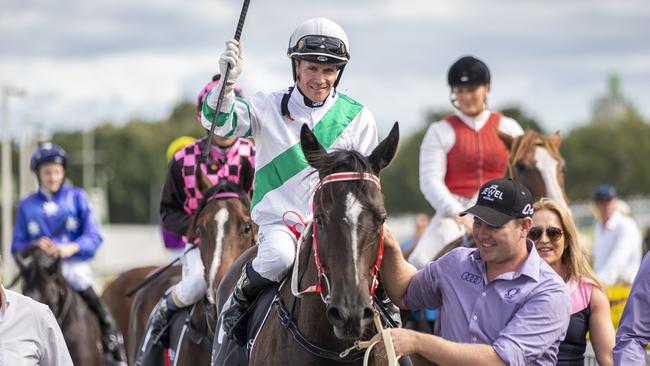 Mark Du Plessis was all smiles after Kisukano win in the QTIS Jewel. Picture: AAP