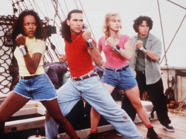 Nakia Burrise, Jason David Frank, Catherine Sutherland and Johnny Yong in a scene from the film 