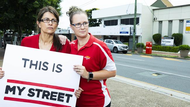 Beenleigh traders Kiran van Breemen and Lea Little outside their business Logan Stationery. PHOTO: AAP/Renae Droop