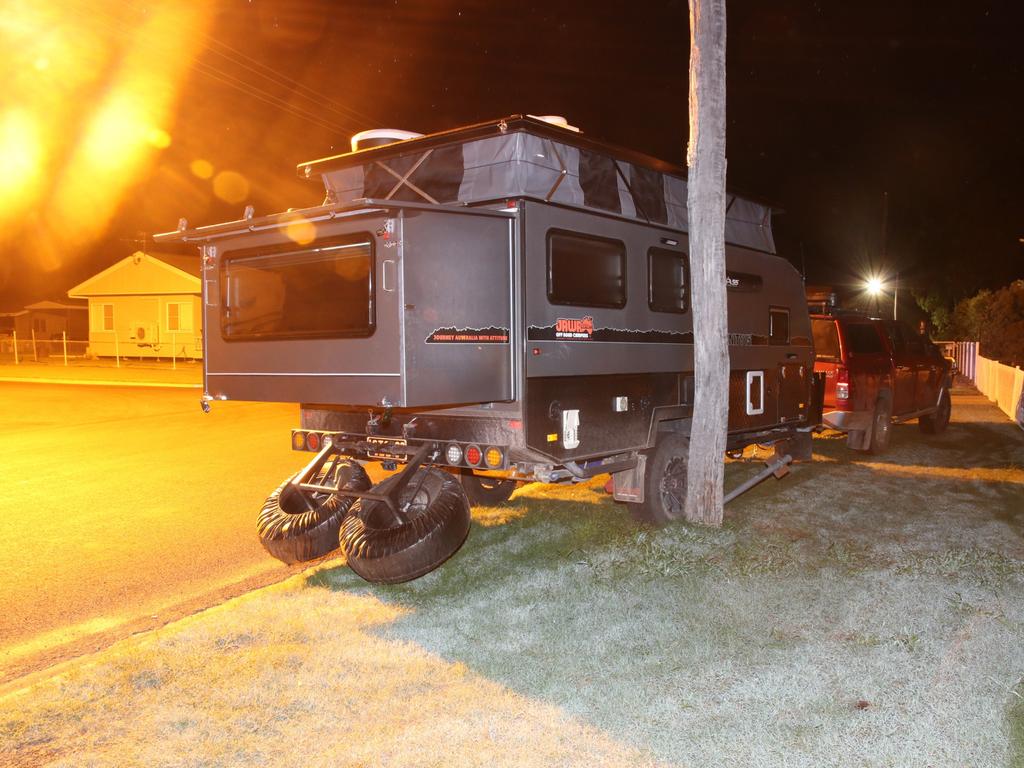 Roma Police have charged a 14-year-old boy and an 18-year-old male with unlawful use of a vehicle after a caravan with a man inside was allegedly towed away.