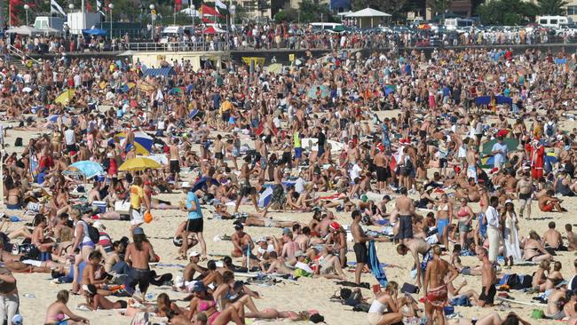 Anywhere to park? Bondi Beach draws a crowd on Christmas Day.