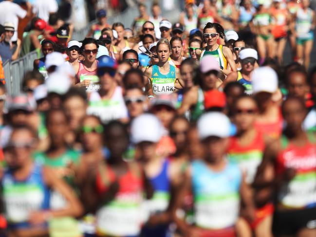 Australia's Milly Clark in the Women's Marathon Final at the Rio 2016 Olympic Games. Picture. Brett Costello
