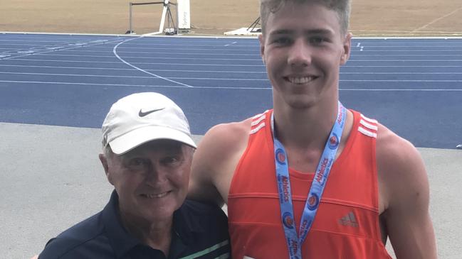 Ashley Moloney with his coach at UQ Athletics, Eric Brown.