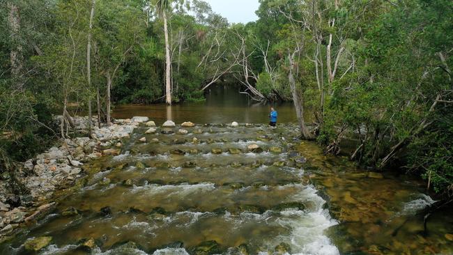 One of six new fishways or fish ladders built at Five Mile Creek between Ingham and Cardwell. Terrain NRM has been working with OzFish Unlimited, Catchment Solutions and Australasian Fish Passage Services on the ‘Fish Homes and Highways’ project, which is funded by the Australian Government’s Reef Trust. Picture: Supplied