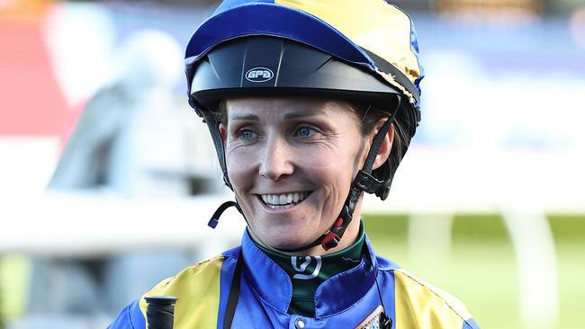 SYDNEY, AUSTRALIA - OCTOBER 26: Rachel King riding Iknowastar wins Race 9 Five Diamonds Prelude during "Spring Champion Stakes Day" Sydney Racing at Royal Randwick Racecourse on October 26, 2024 in Sydney, Australia. (Photo by Jeremy Ng/Getty Images)