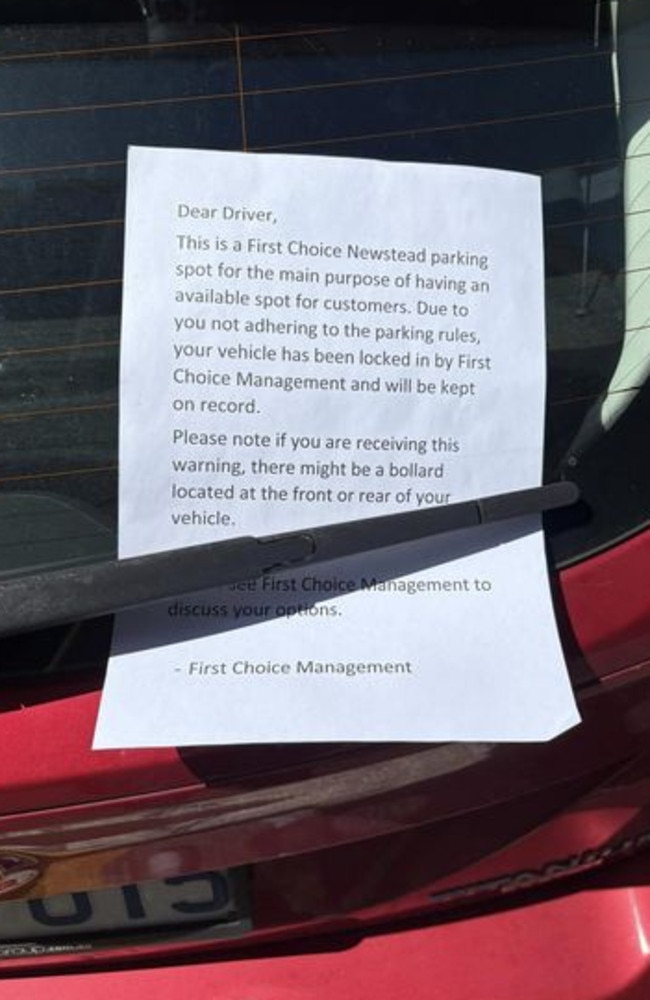 Alongside installing a lockable bollard, management also left a note on the rear windshield of the car. Picture: Facebook