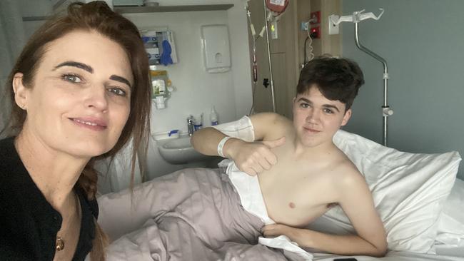 Ali France with Henry in hospital.