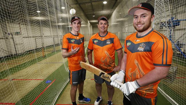 Greater Northern Raiders coach Andrew Gower, centre, with players Brodie Hayes, left, and vice captain Alistair Taylor. PICTURE CHRIS KIDD