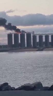 Mackay GrainCorp silo on fire