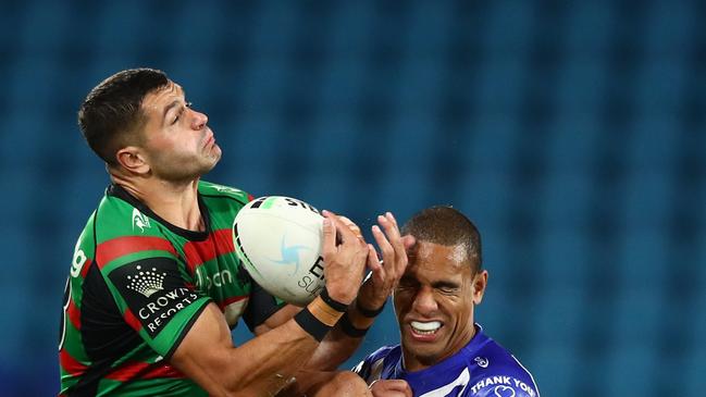 Braidon Burns takes a catch against the Canterbury Bulldogs.