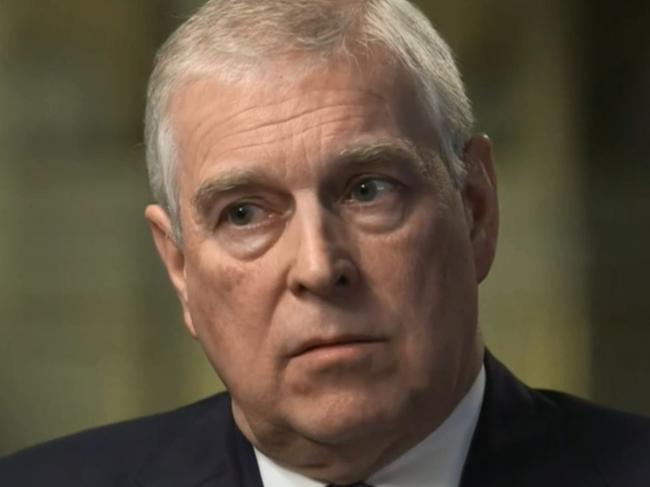 Prince Andrew during his train wreck TV interview. Picture: BBC