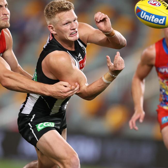 Adam Treloar in action against Gold Coast. Picture: Michael Klein