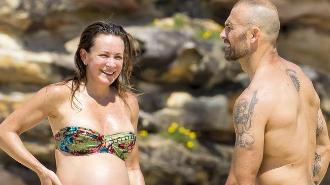 Michelle Bridges and Steve Willis at Tamarama Beach in Sydney. Picture: Matrix